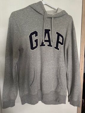 GAP Gray Crewneck Hoodie with Navy Logo